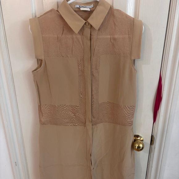 T by Alexander Wang Beige Mesh Silk dress - Picture 1 of 5